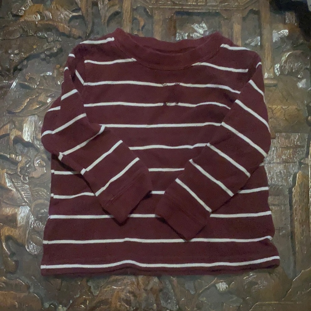 Maroon striped long sleeve shirt